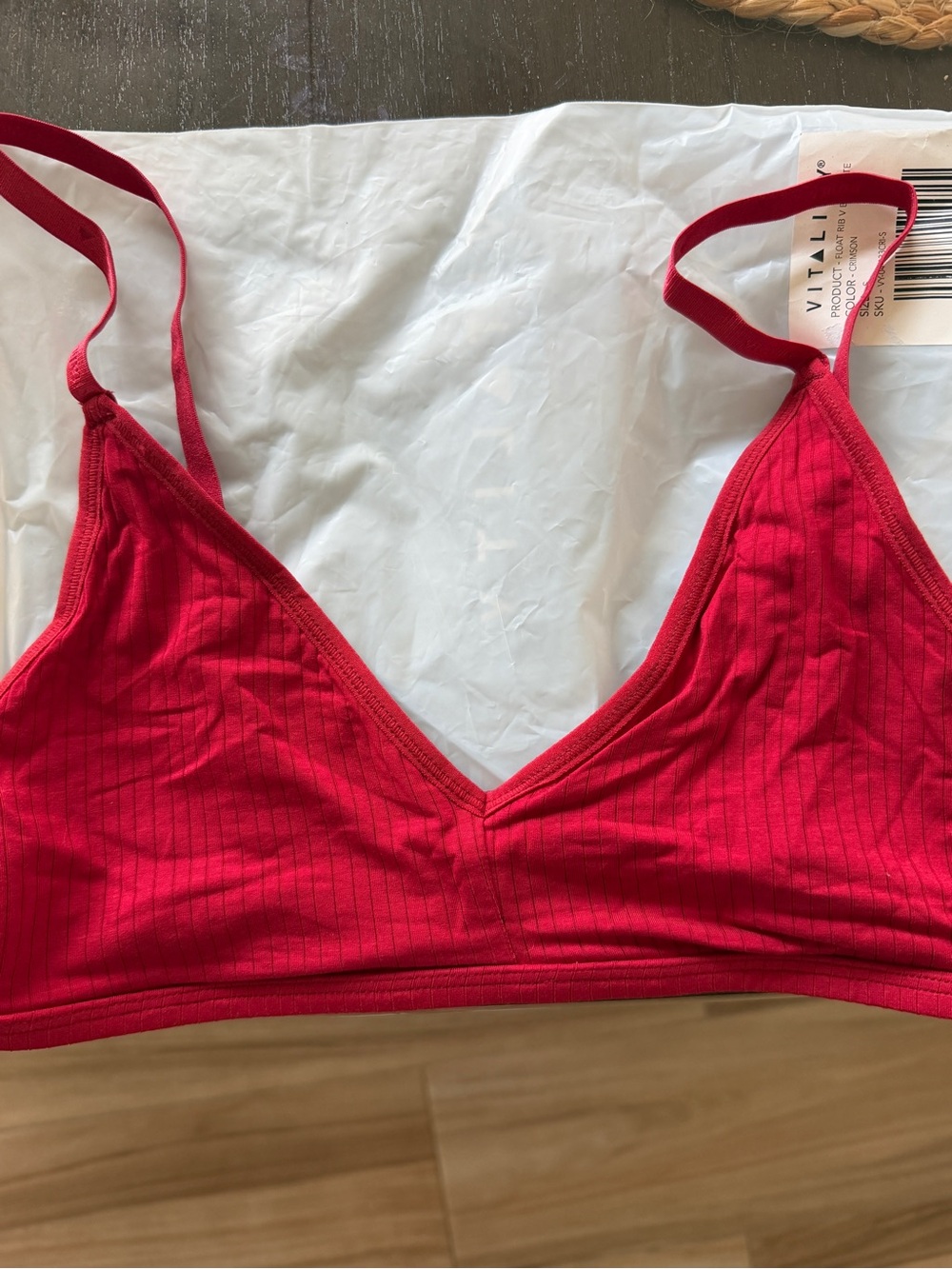 Vitality Crimson Ribbed Bralette - Lightweight Comfort